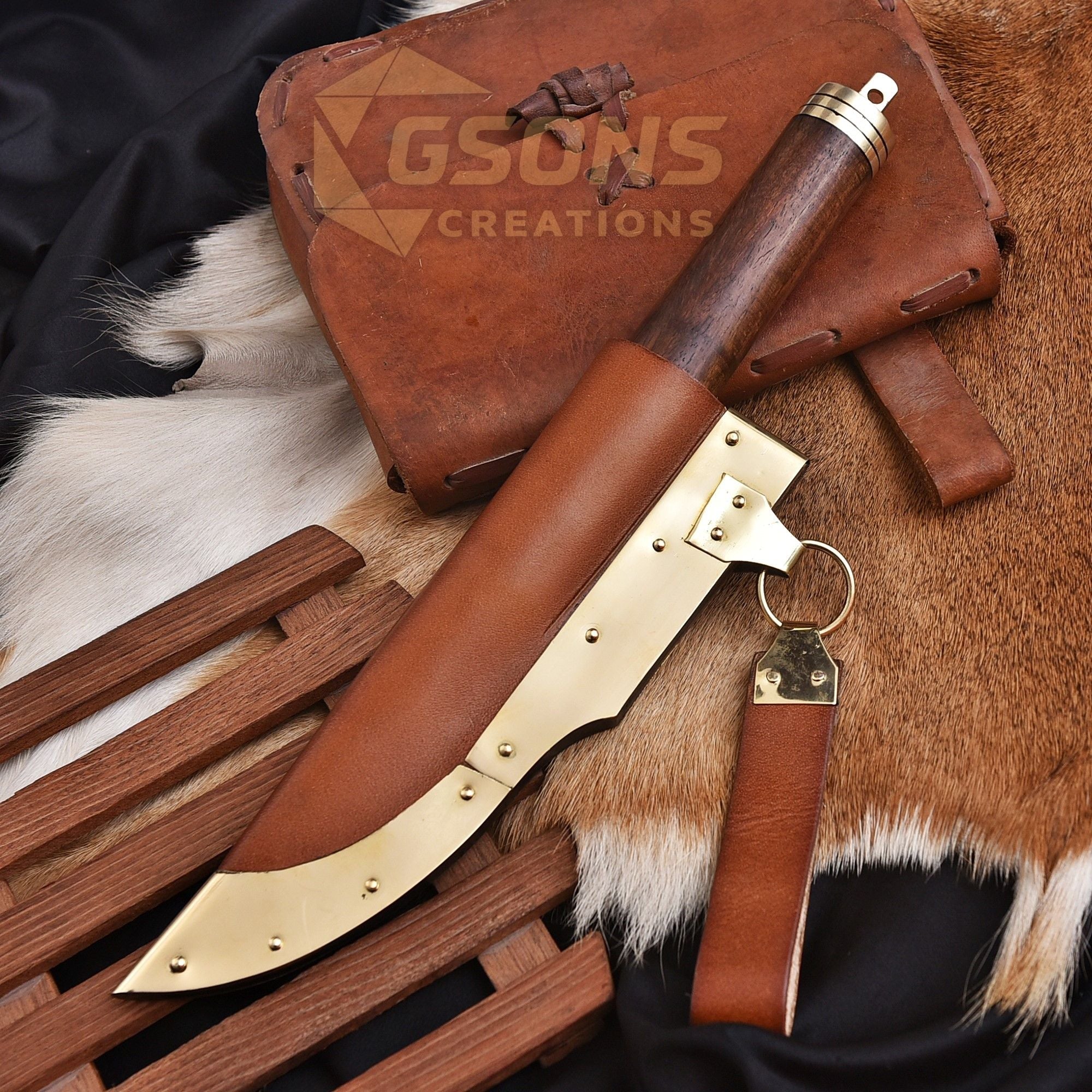 Hand Forged Viking Seax Knife Carbon Steel Bone & Rosewood Handle Sheath
