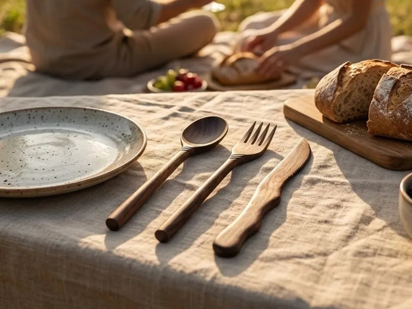 Reusable wooden cutlery set for sustainable living