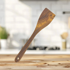Rustic farmhouse kitchen utensil set with wooden holder