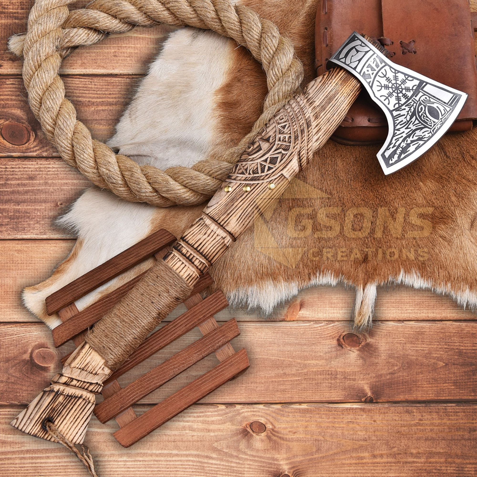 Hand Forged Carbon Steel Viking Axe Camping Hatchet Gift for Him