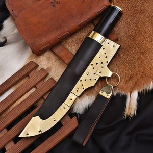Medieval style Seax knife with brass fittings