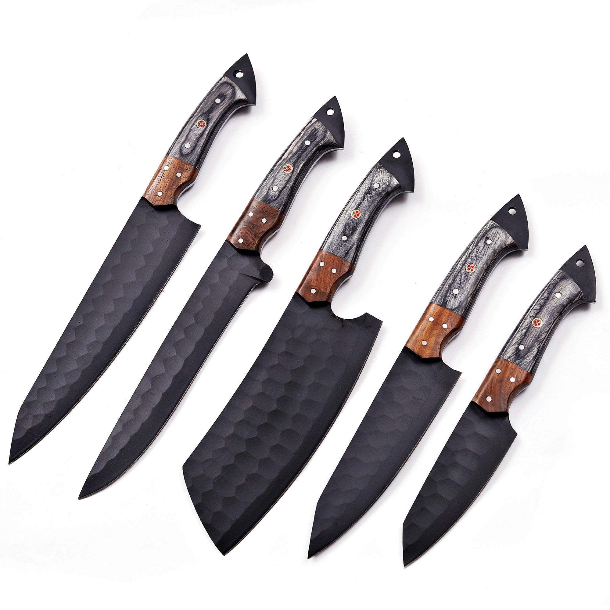 BladeX™ Black Hammered Steel Knife Set