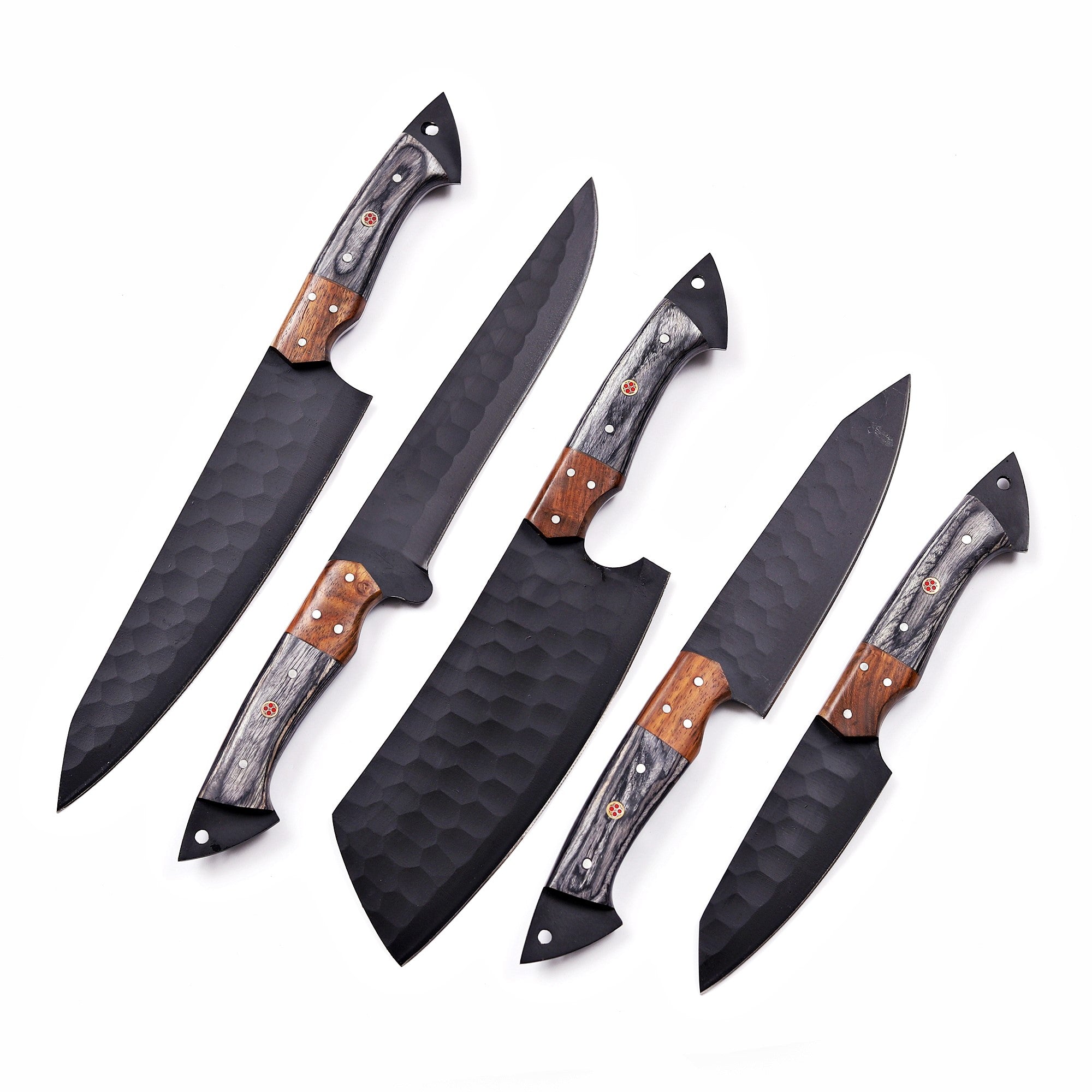 BladeX™ Black Hammered Steel Knife Set