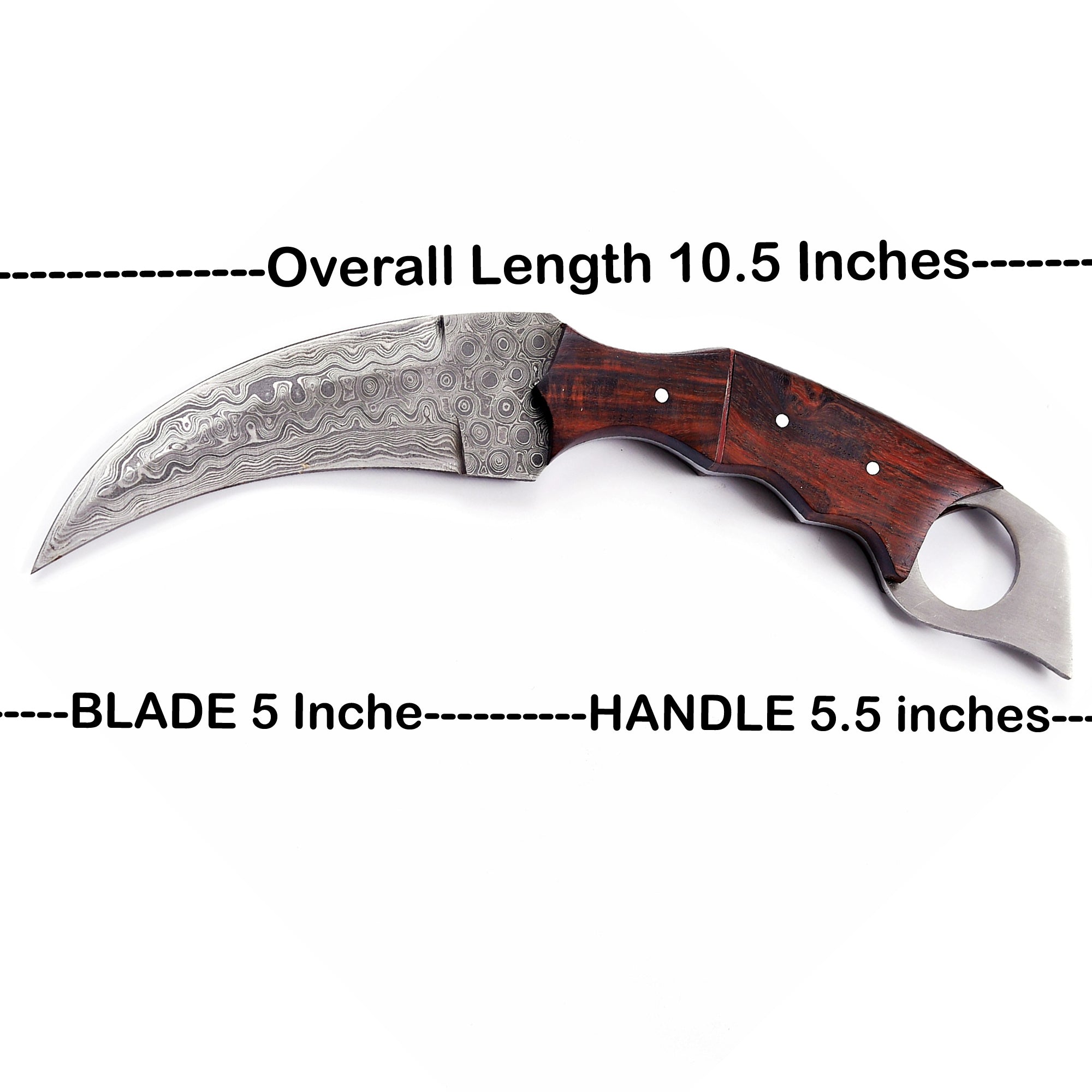 Handmade Damascus Karambit Knife Rosewood Handle w Leather Sheath