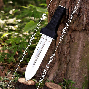 High Carbon Steel fixed blade dagger with leather sheath