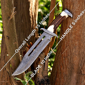 Handmade Damascus Bowie Knife
