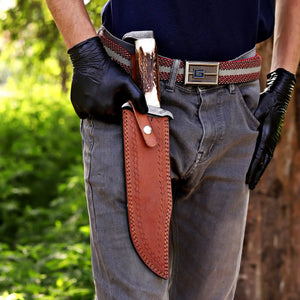 Rambo III stag handle bowie knife Genuine Leather Sheath