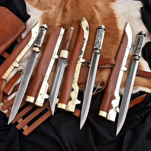 Medieval style Seax knife with brass fittings