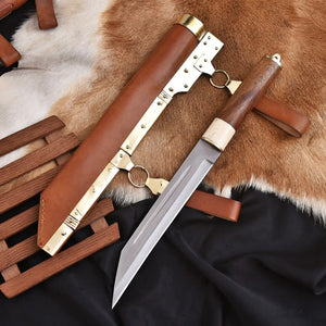Handmade High Carbon Steel Seax knife with and rosewood handle