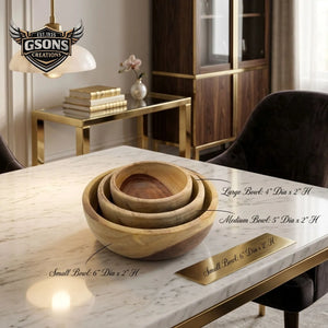 Set of wooden bowls handmade from rosewood
