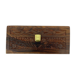 Rustic wooden keepsake gift box with brass closure