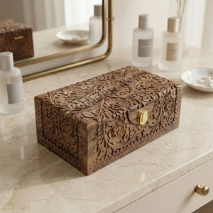 Carved wooden box for Letters & Documents