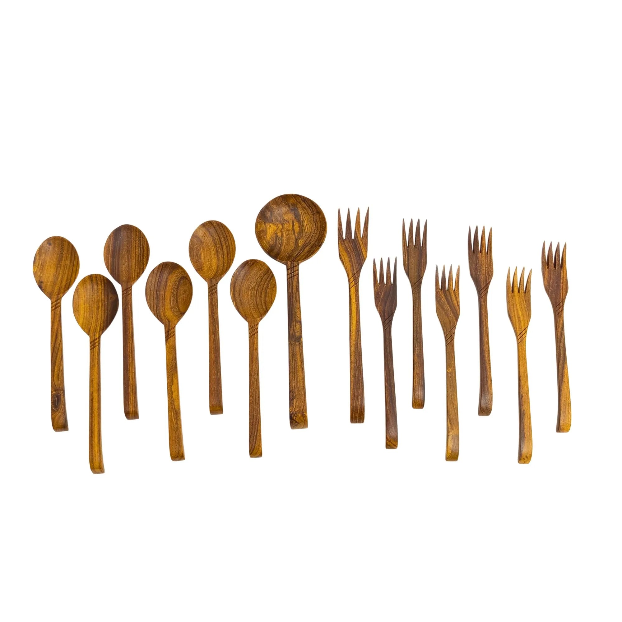 Handmade Rosewood Spoon & Fork Set – 14 Piece Dining Collection