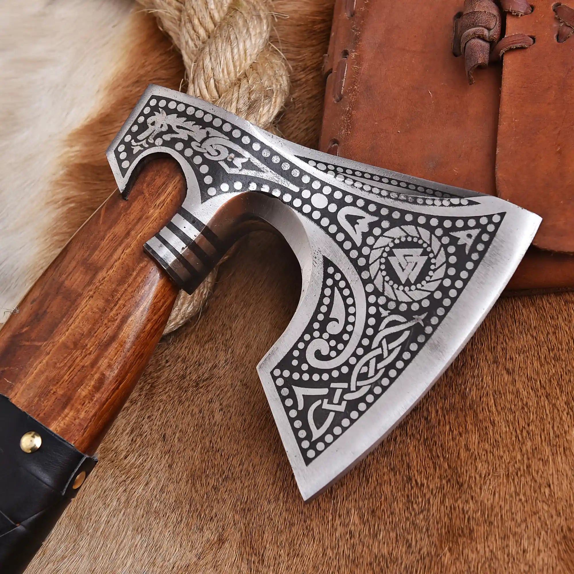 Carbon steel Viking axe handcrafted by skilled artisans