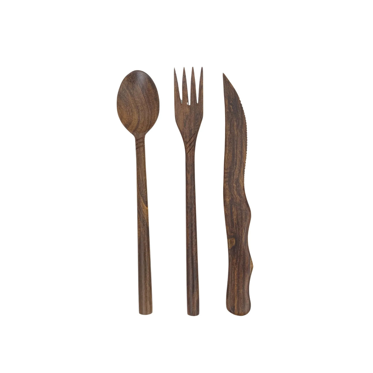 Handmade rosewood wooden cutlery set with spoon fork and knife