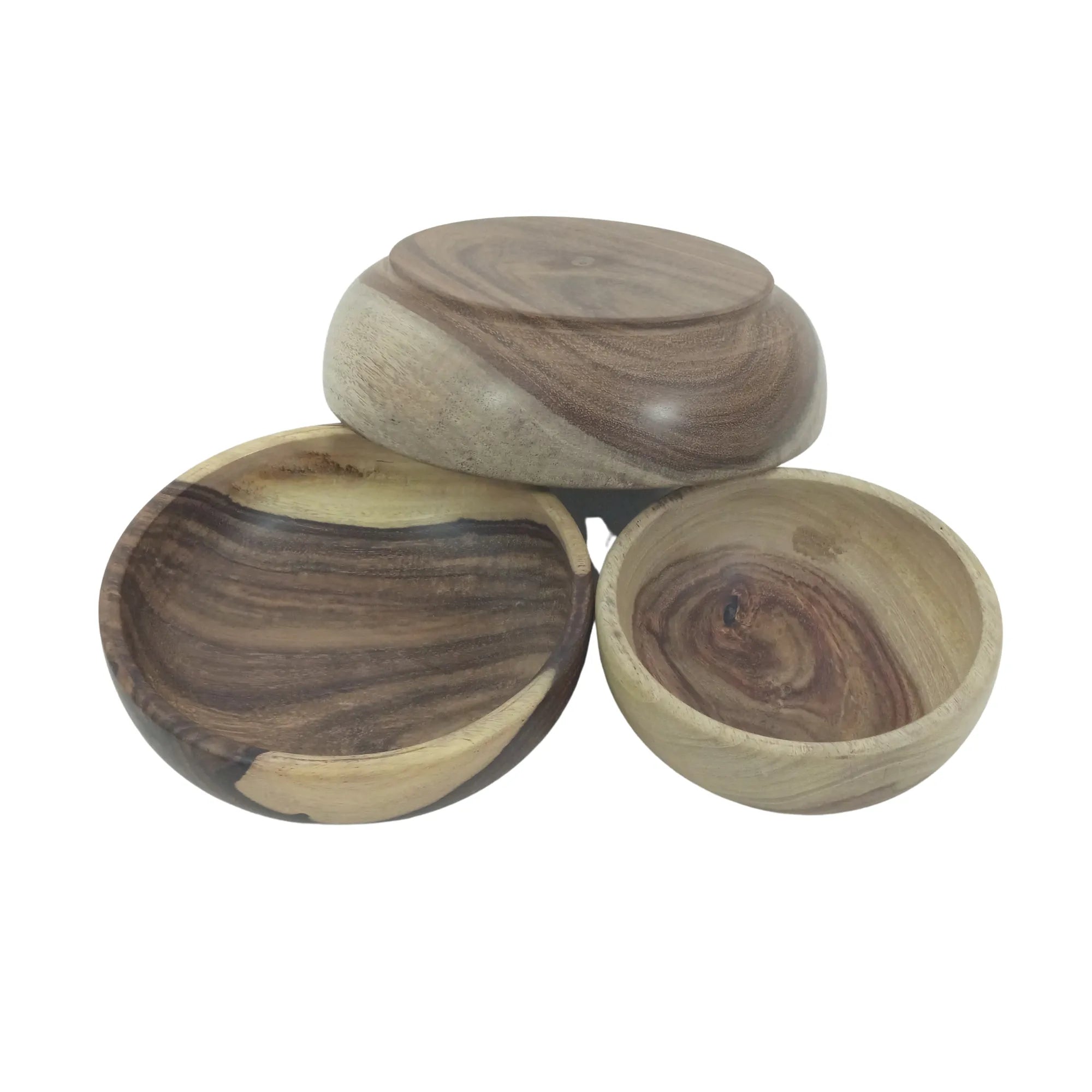 Three wooden bowls with different patterns Handmade from Rosewood