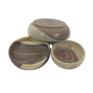 Three wooden bowls with different patterns Handmade from Rosewood