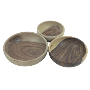 Three wooden bowls with different wood grain patterns Handmade from Premium Rosewood