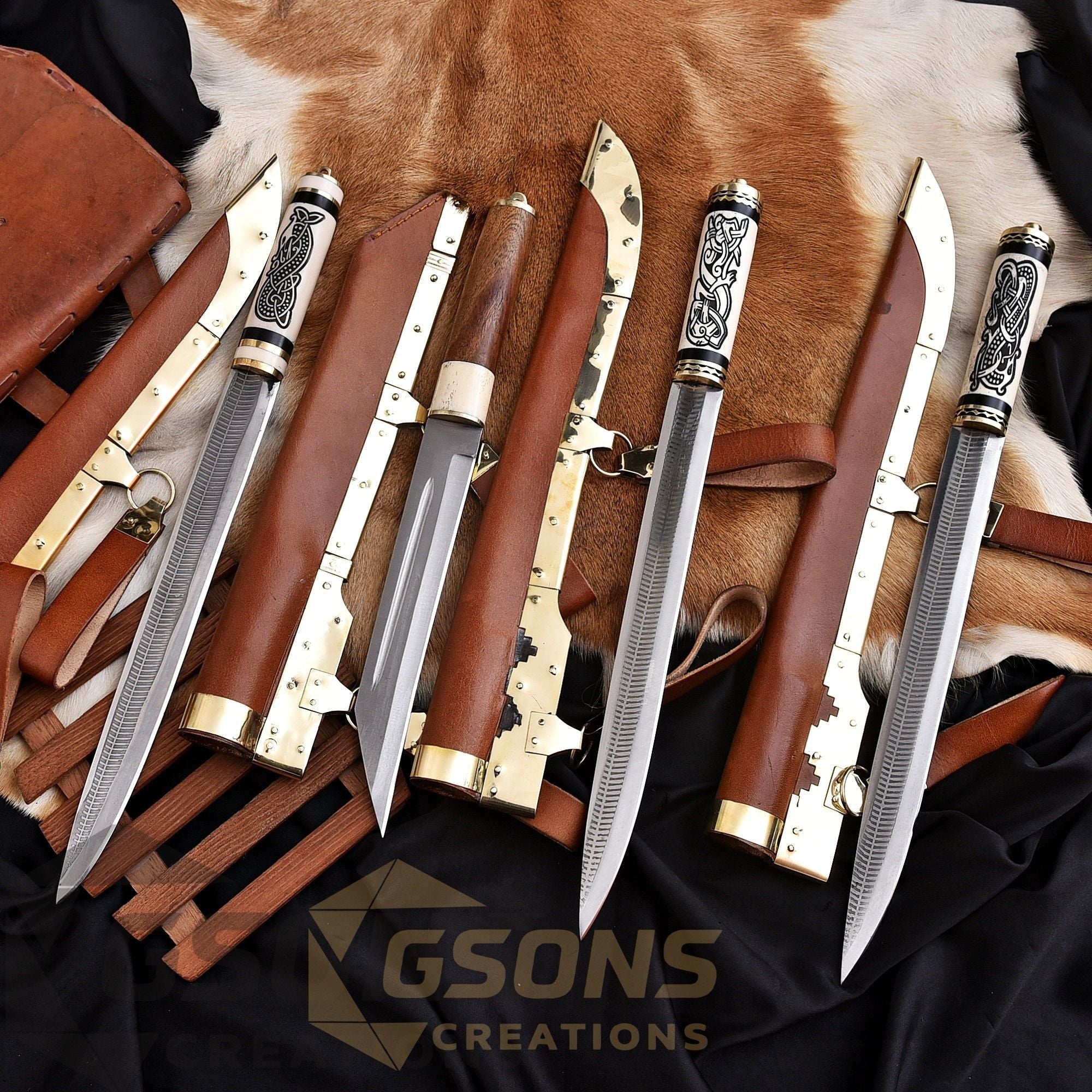 Hand Forged Viking Seax Knife Carbon Steel Bone & Rosewood Handle Sheath