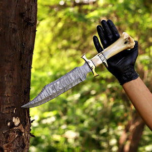Bone handle Bowie knife crafted by skilled artisans
