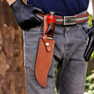 Handmade collector knife with genuine leather sheath