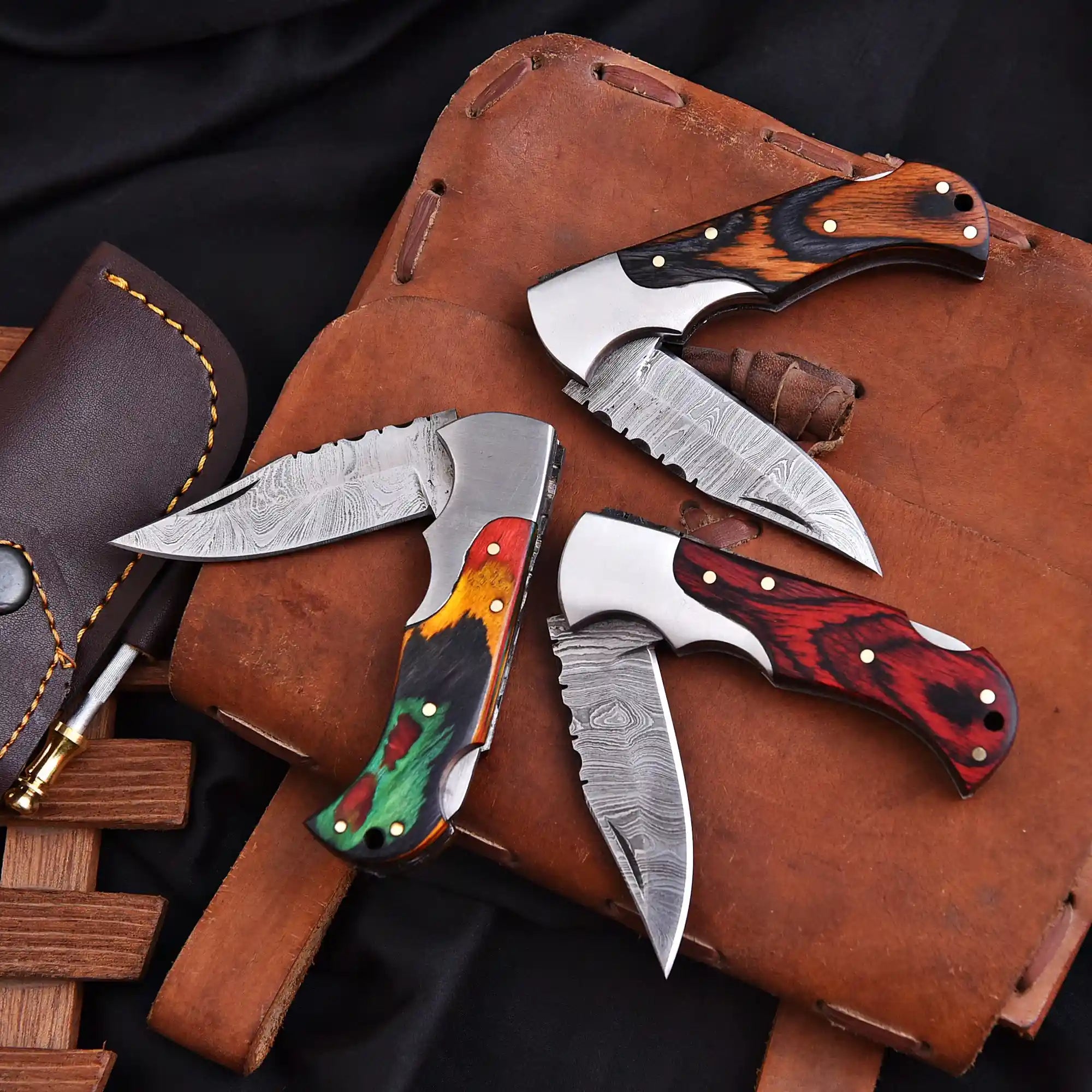 Handmade Damascus knife for camping and outdoor use