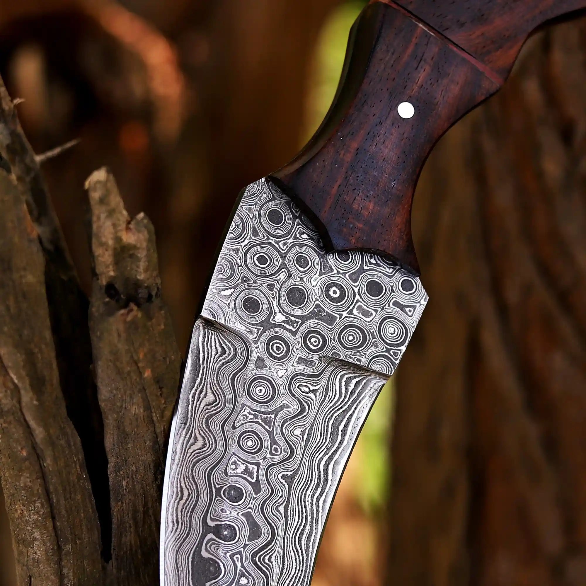 Hand Forged Damascus Karambit Knife | Rosewood Handle Hunting Knife
