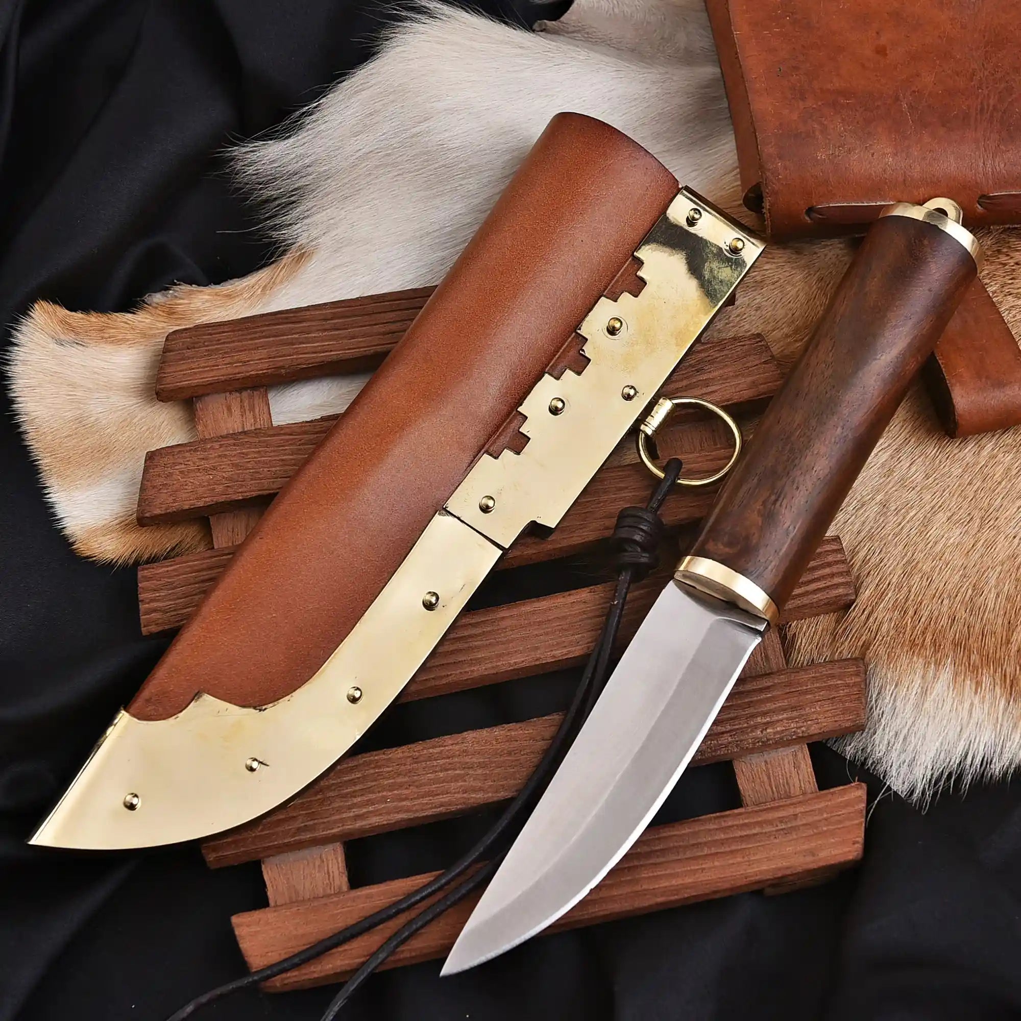 Handmade High Carbon Steel Seax knife with and rosewood handle