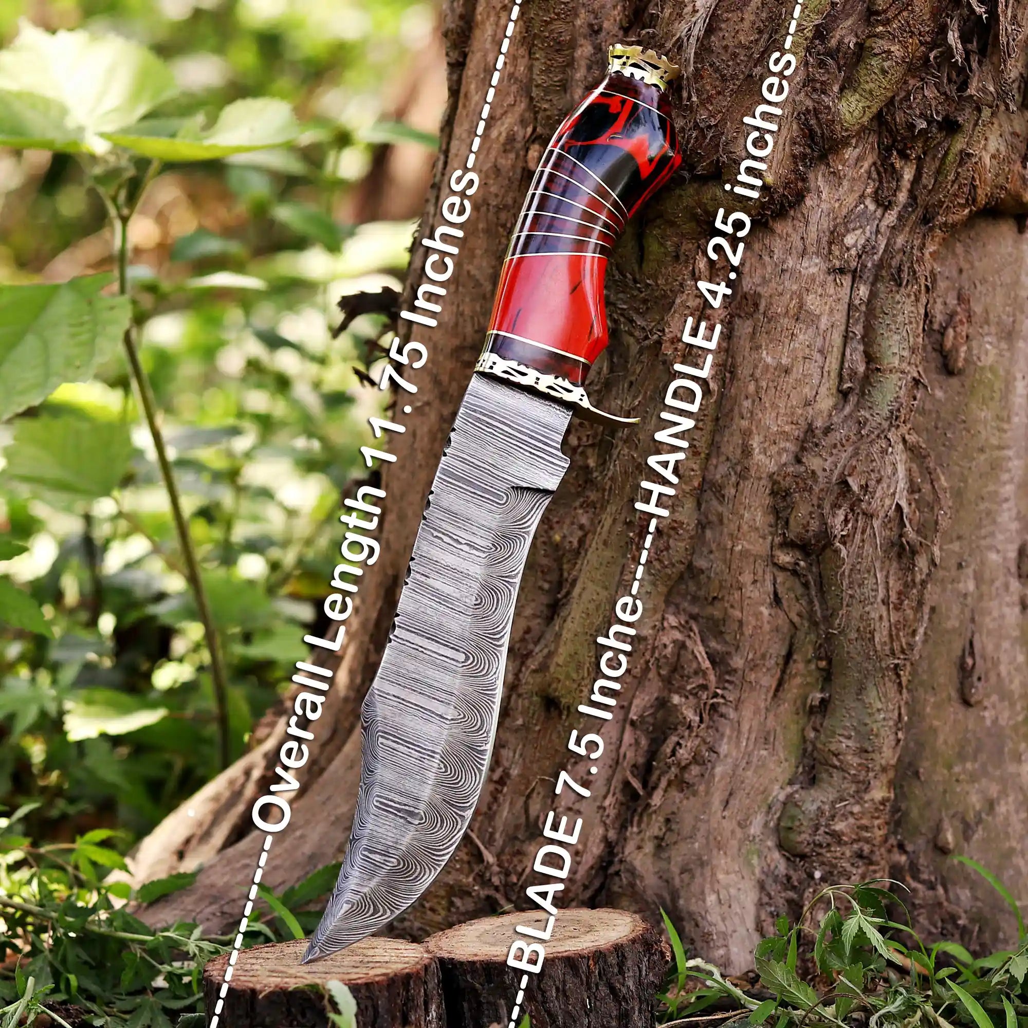 Handmade Damascus Bowie knife crafted by skilled artisans