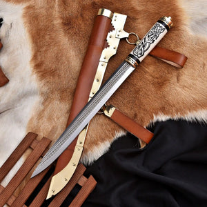 Medieval style Seax knife with brass fittings