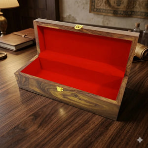 Decorative wooden keepsake box for Damascus knives and collectibles