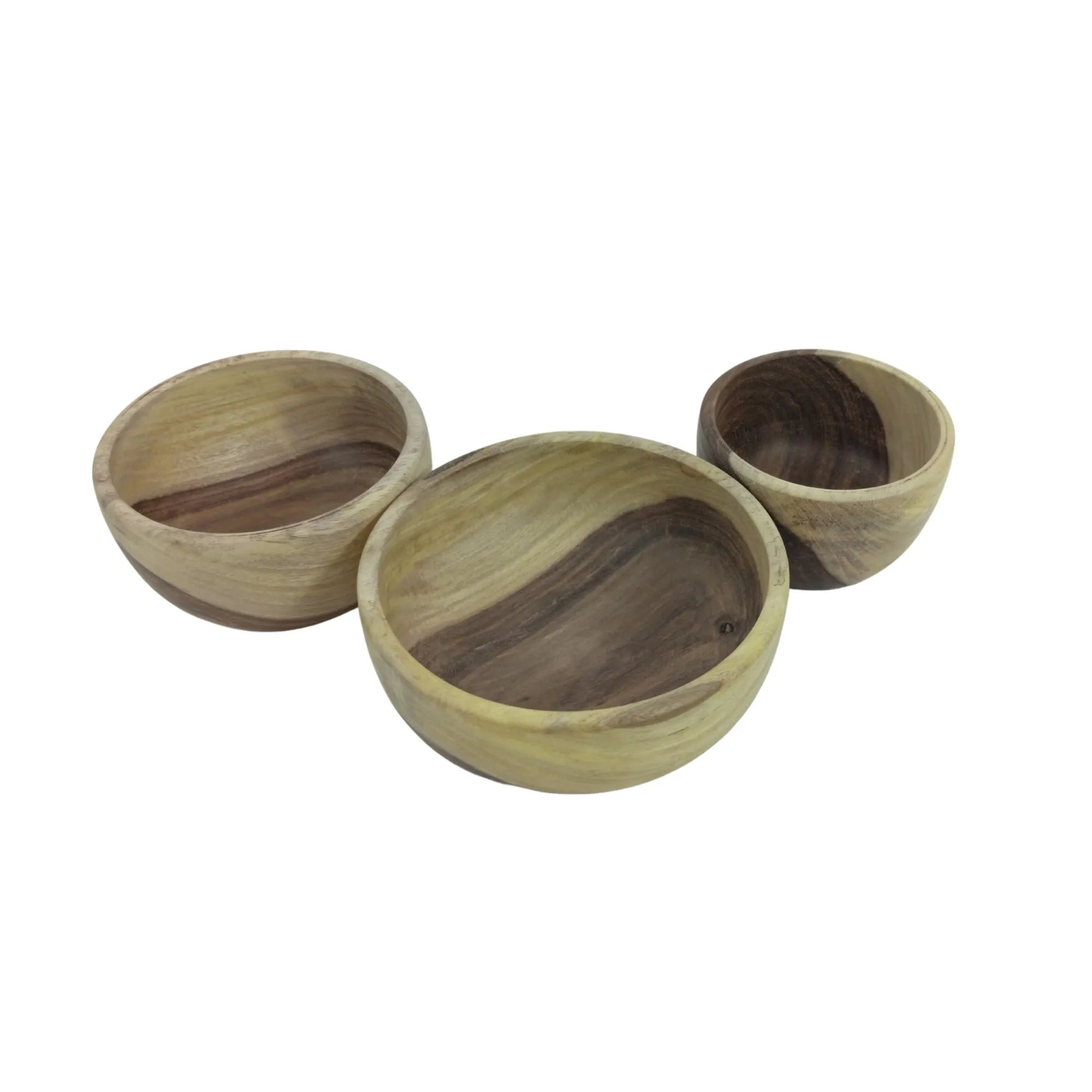 Three wooden bowls of different sizes Set handmade from rosewood 