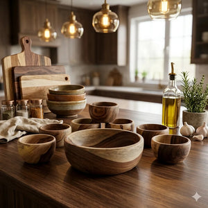 Food safe wooden bowls for salads fruits and snacks