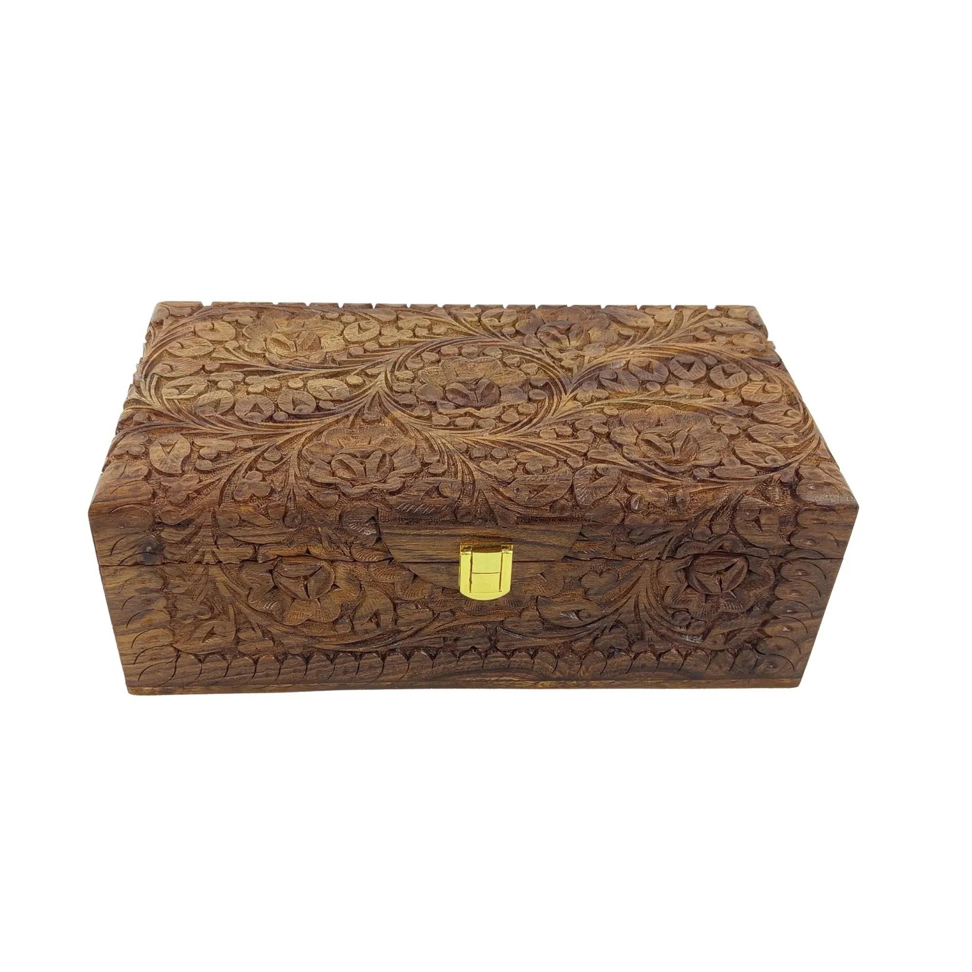 Wooden box with intricate carvings Watches & Accessories box