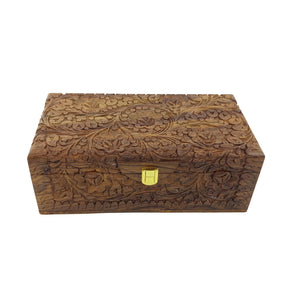 Wooden box with intricate carvings Watches & Accessories box
