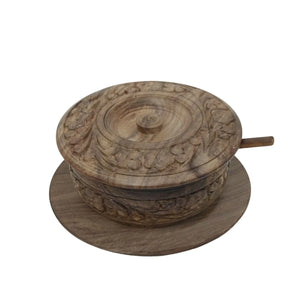 Wooden container with lid for coffee