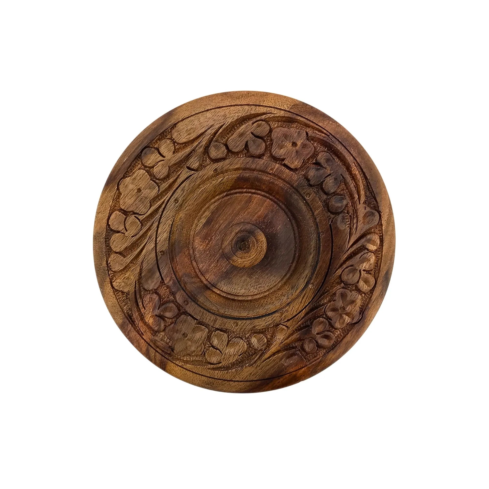 Artisan handcrafted coaster set with decorative carving