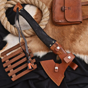 Handmade Viking hatchet with genuine leather sheath