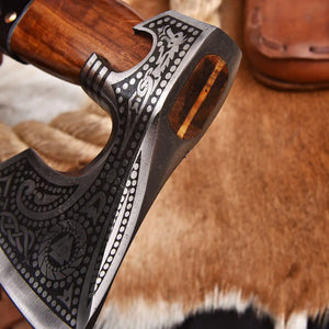 Carbon steel Viking axe handcrafted by skilled artisans